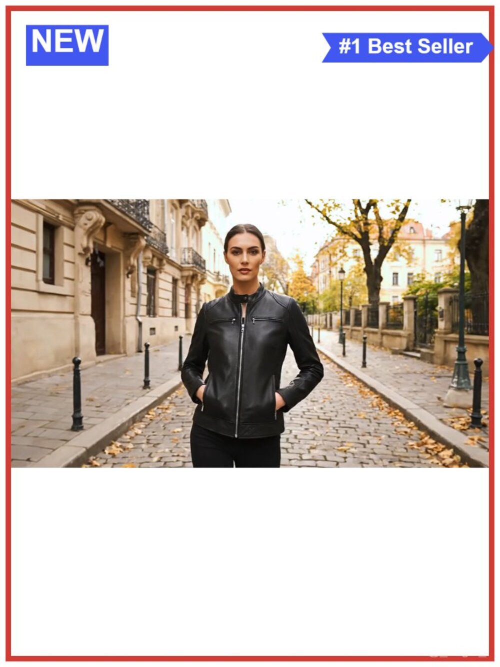 Real Lambskin Leather Jacket Women Cafe Racer Moto Zip Moto - Picture 6 of 6